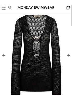 MONDAY Swimwear Montego Black Lace Crochet Mini Dress Cover-Up | M